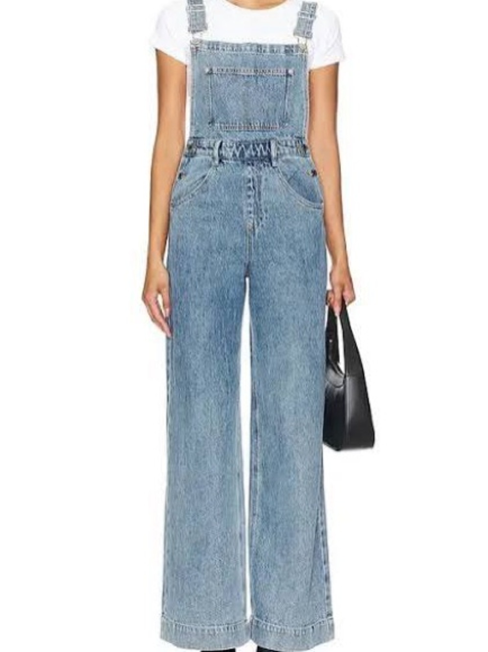 WeWoreWhat Wide-Leg Denim Overalls in Light Blue